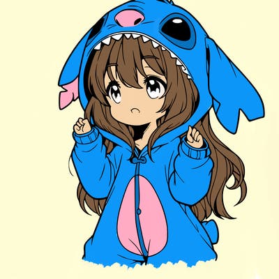 anime girl in a stitch onsie