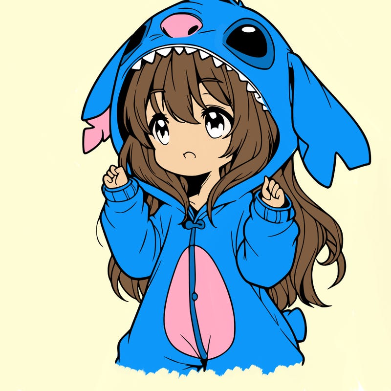 anime girl in a stitch onsie
