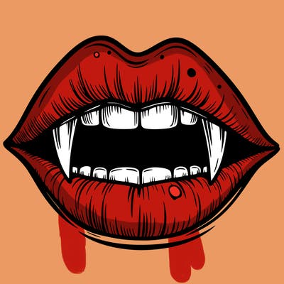 lips with vampire teeth