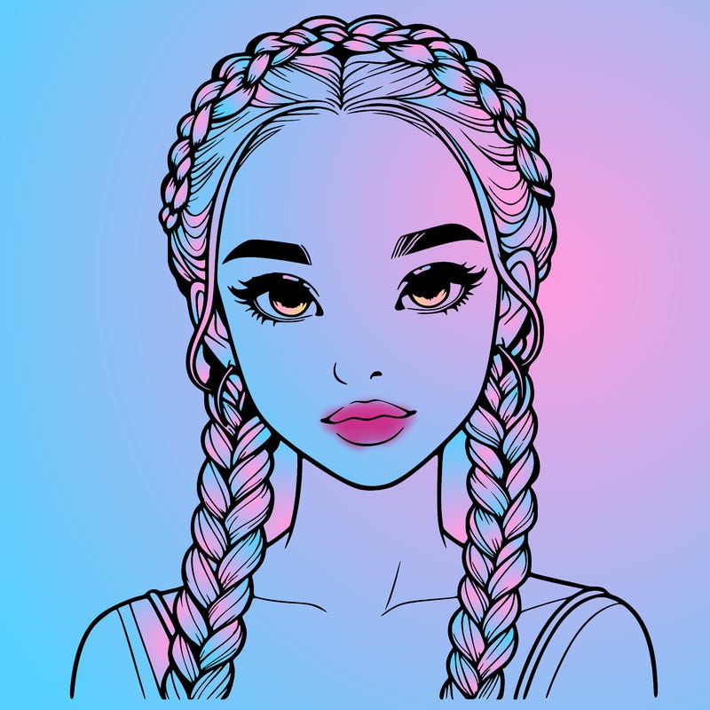 realistic girl with braids