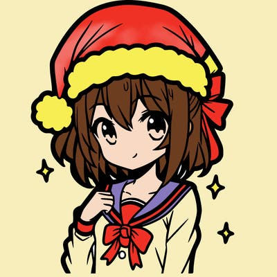 anime girl wearing a santa hat