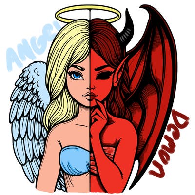 realistic angel half demon