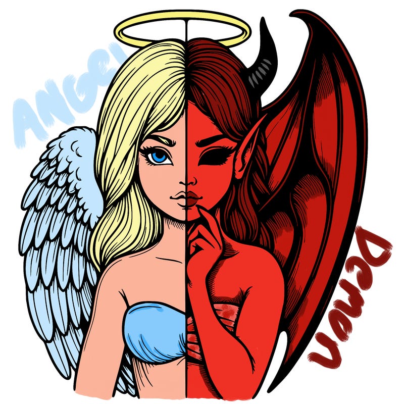 realistic angel half demon