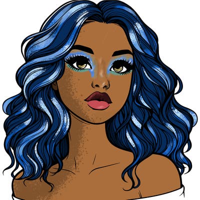 realistic girl with wavy hair and lips