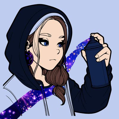 a realistic girl, spray painting