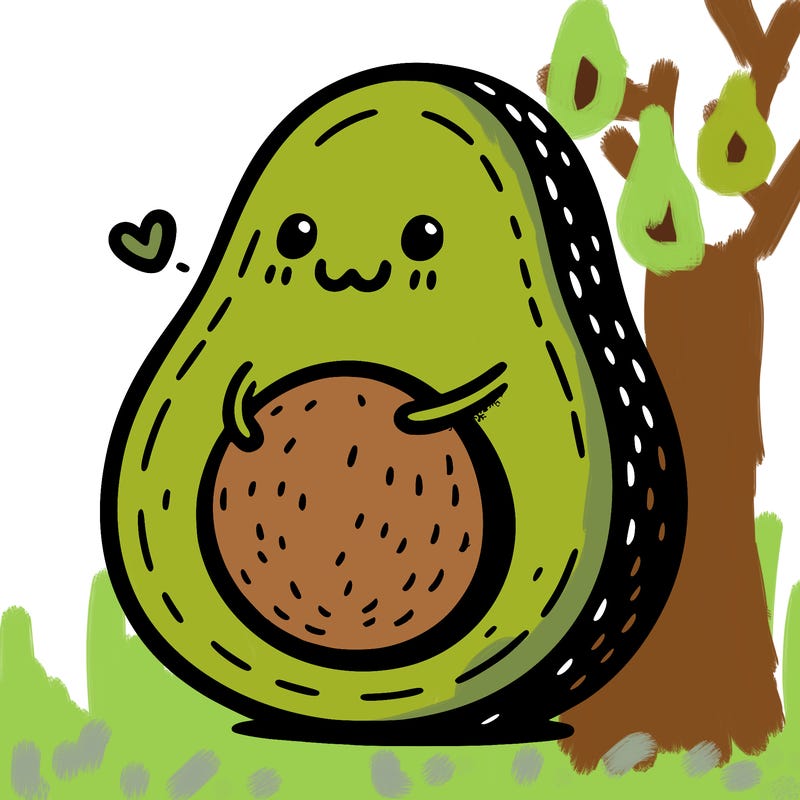 an avocado hugging an avocado