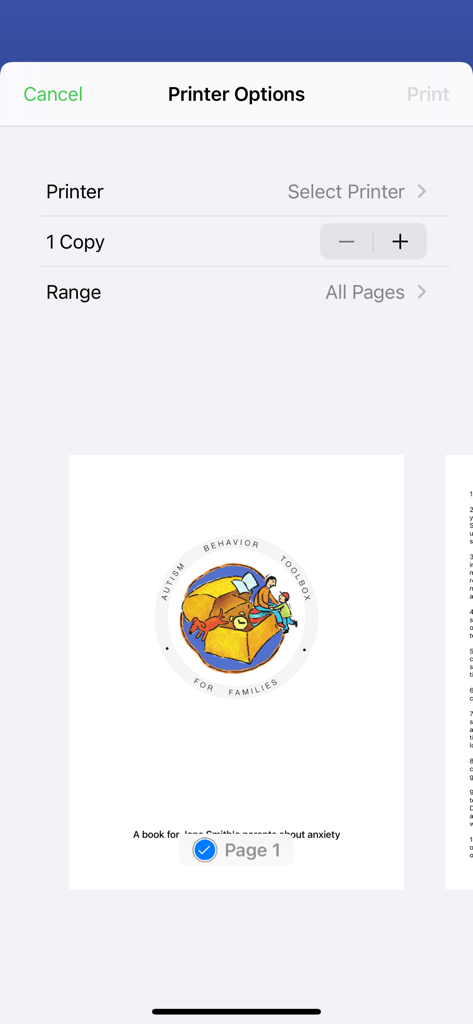 Autism Toolbox - Behavior - Interface for printing a custom autism behavior strategy book for parents and caregivers