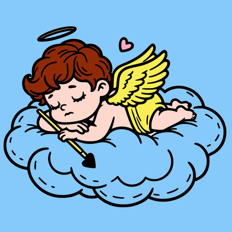 cupid asleep on a cloud