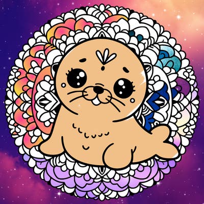 a cute baby seal mandala