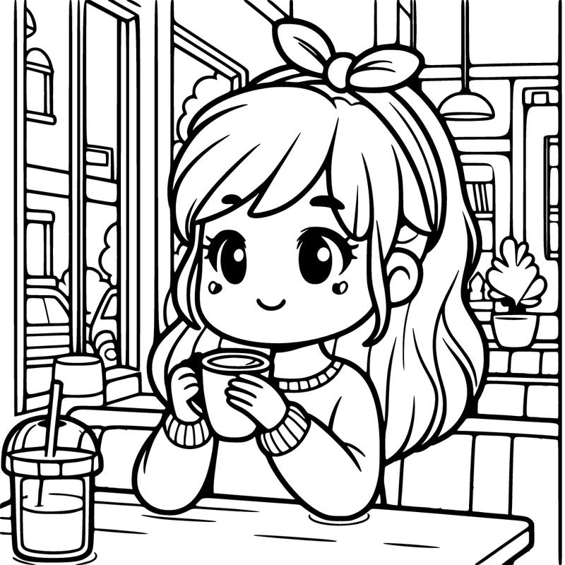 girl drinking coffee in coffee shop