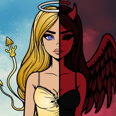 devil vs angel realistic girl