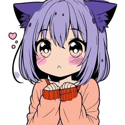 shy anime catgirl