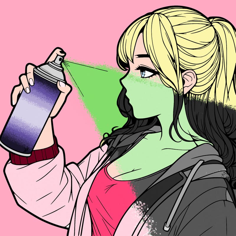 a realistic girl spray, painting