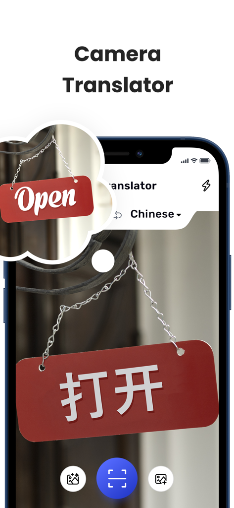 Translate - All Language - Mobile app camera translator feature translating an English sign into Chinese