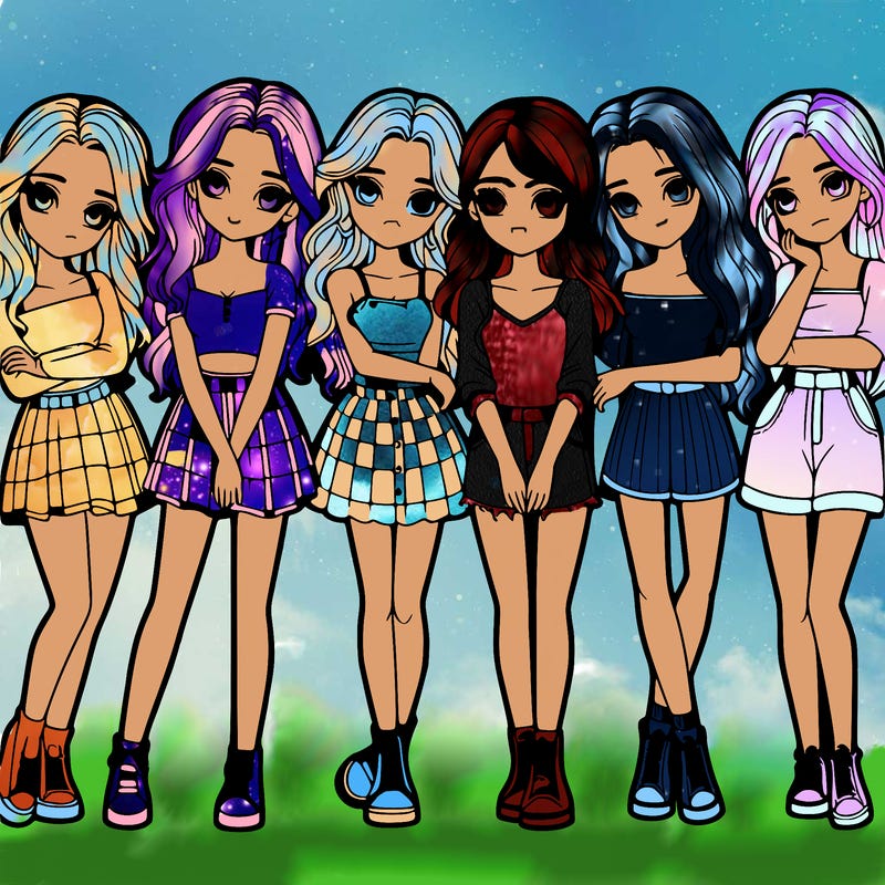 a group of girls realistic