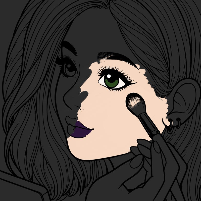 a realistic girl doing her makeup