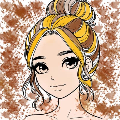 realistic pretty girl with hair in bun