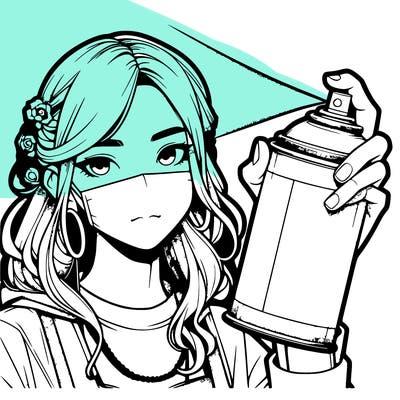 realistic girl spraypainting