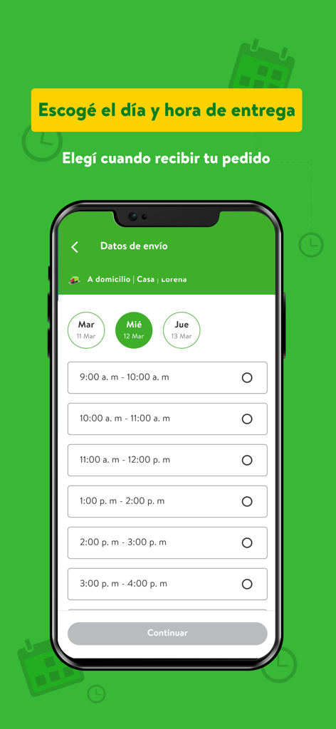 Maxi Palí - Maxi Pali app interface for selecting grocery delivery date and time slots