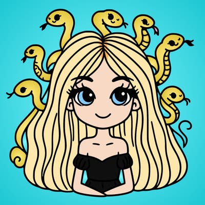 a girl with snakes in her hair