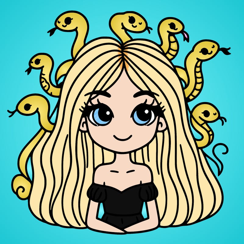 a girl with snakes in her hair