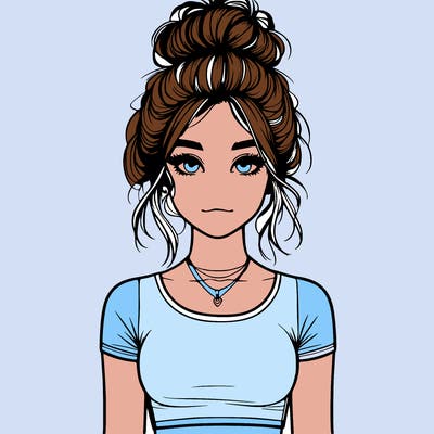 realistic girl with messy bun and croptop