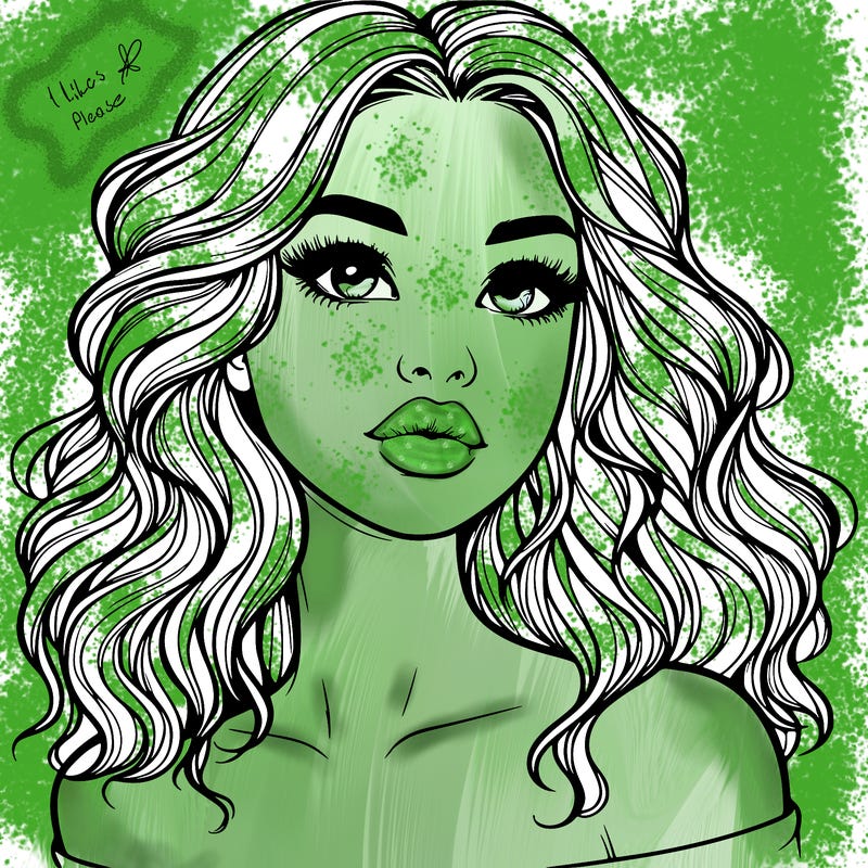 realistic girl with wavy hair and lips