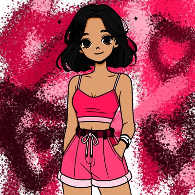 very beautiful girl with a crop top and shorts