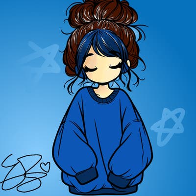 girl with baggy sweatshirt and messy bun