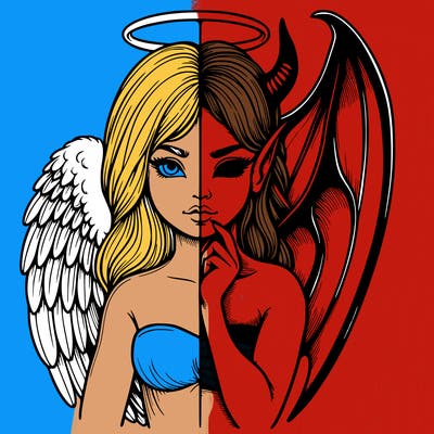 realistic angel half demon