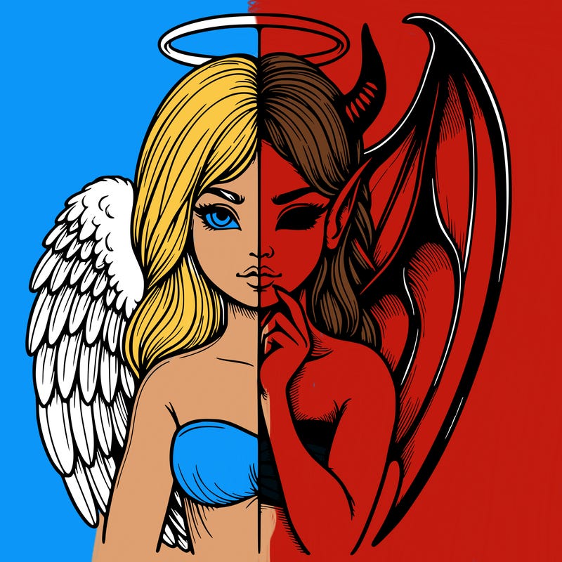 realistic angel half demon