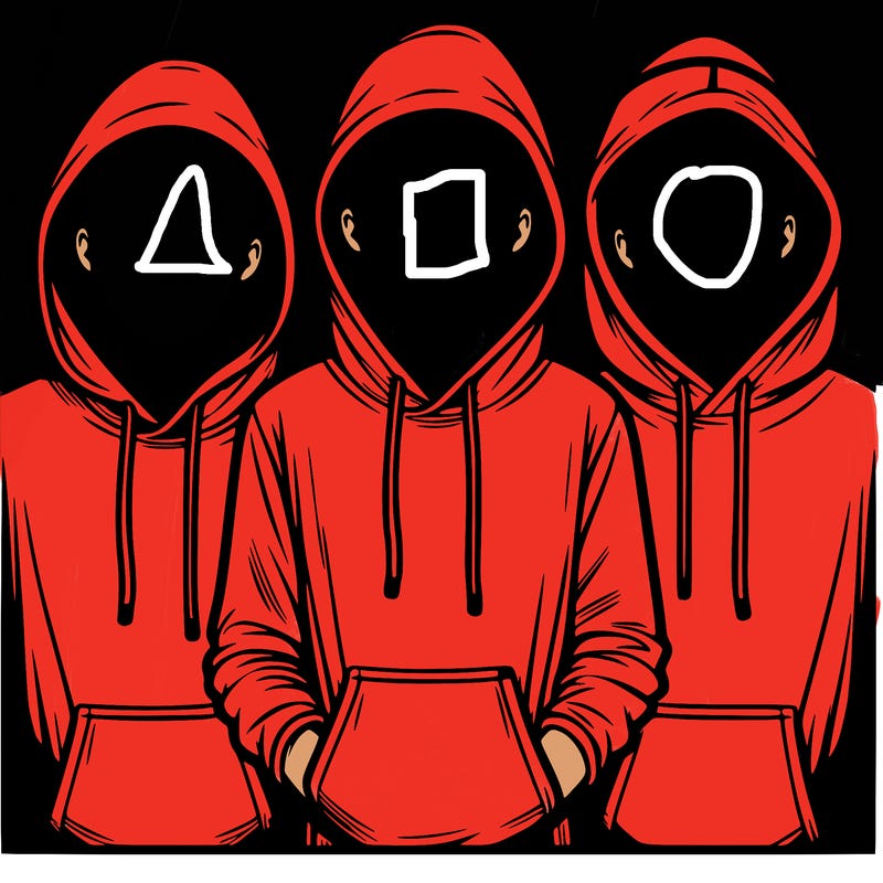 3 faceless people in  hoodies