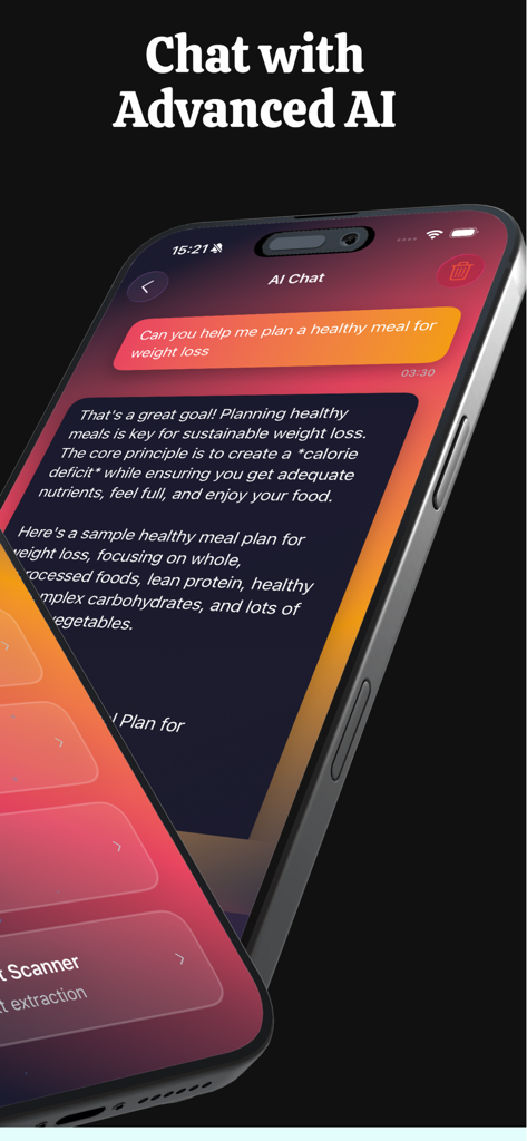LMArena AI Mobile - Interface do aplicativo LMArena AI Mobile mostrando uma conversa com um assistente de IA avançado sobre planejamento de refeições