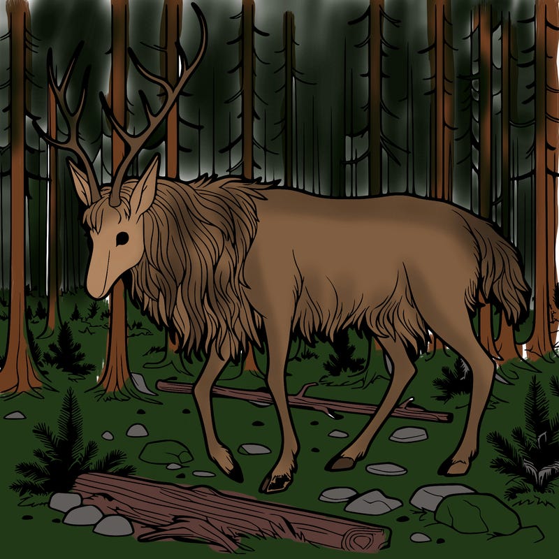 realistic windigo in the woods