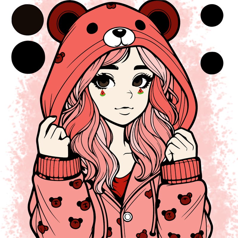 realistic girl in a animal pjs hoodie