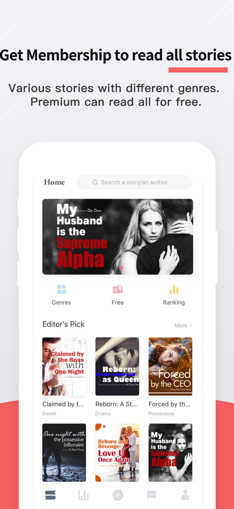 Lovenovel-LGBTQ+&Romance Story - Lovenovel app home screen displaying a selection of romance and LGBTQ+ web novels under Editors Pick.