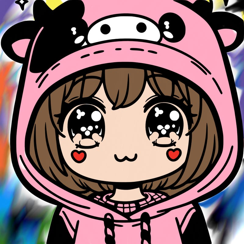 kawaii girl with cow hoodie