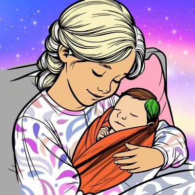 realistic girl with newborn baby