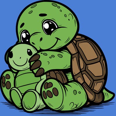 tortoise cuddling a soft toy