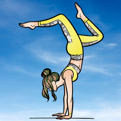 a woman doing a handstand