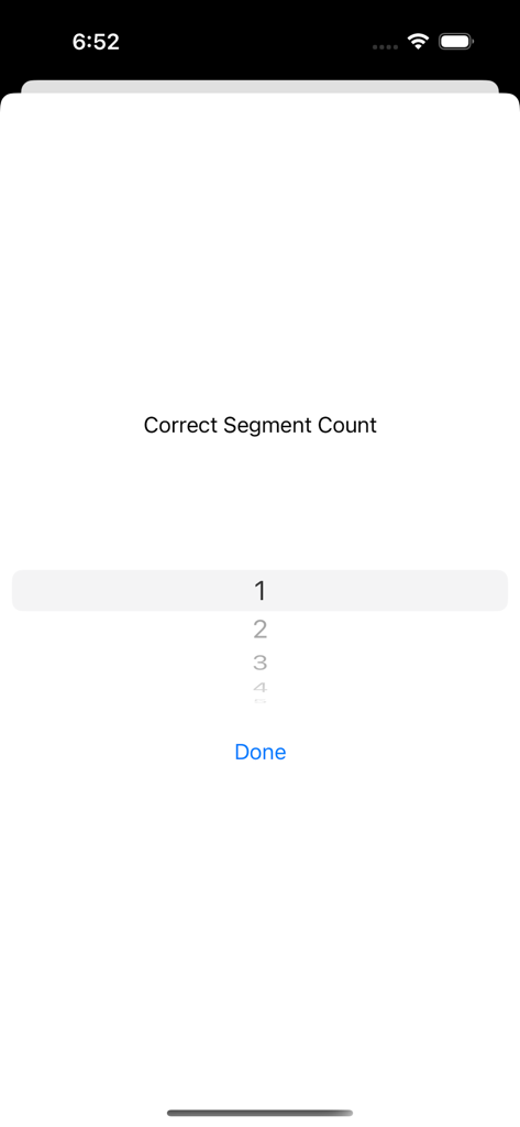 GameTime Manager - GameTime Manager app screen for correcting the game segment count using a number picker