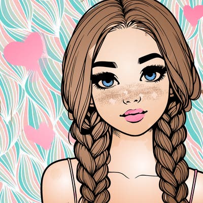 realistic girl with braids