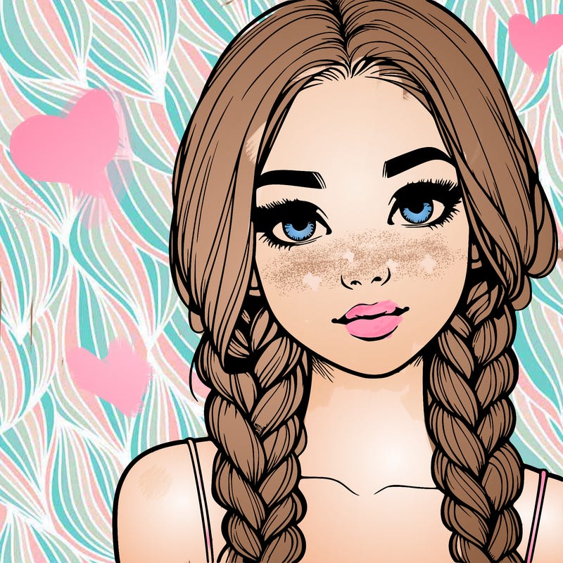 realistic girl with braids