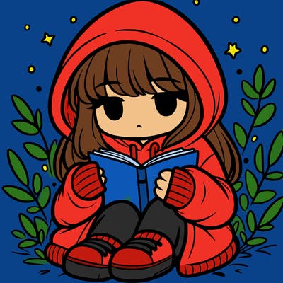 girl in oversized hoodie reading a book