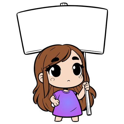 girl with blank sign
