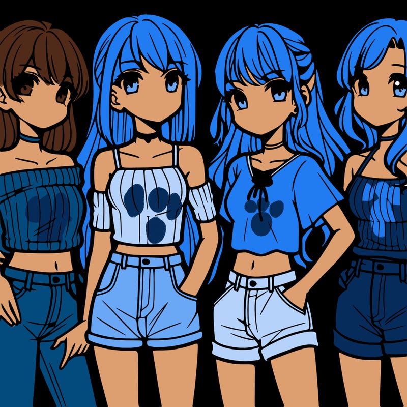 teen manga girls group of 4