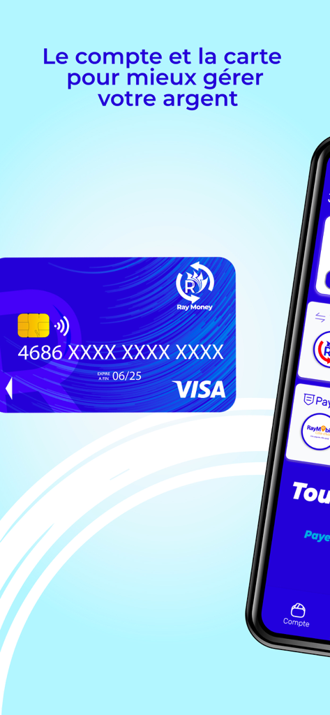 Ray Money - Ray Money Visaカードと財務管理のためのモバイルアプリインターフェース
