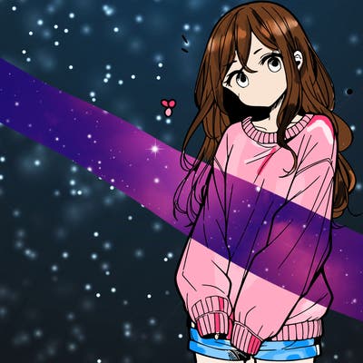 manga teen girl  in a sweater and baggy pants