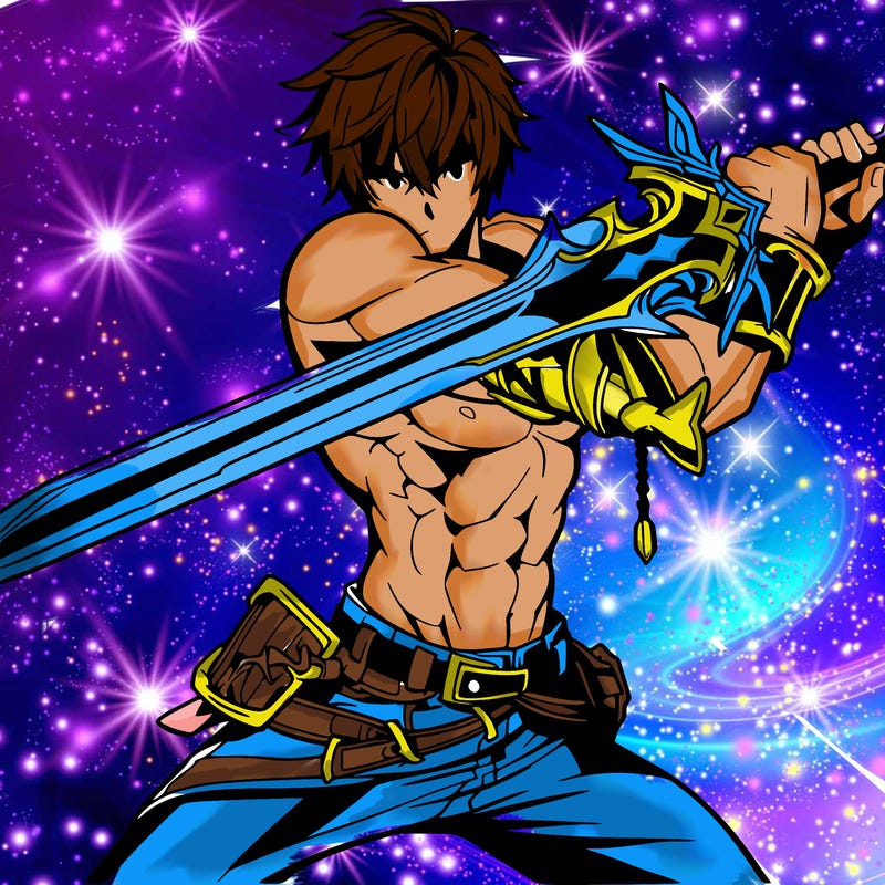 hot anime man fighting with sword
