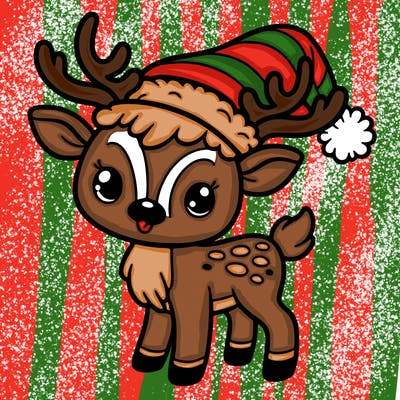 christmas reindeer with santa hat